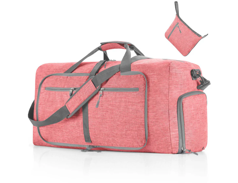 Travel Foldable Duffle Bag Gym Sports Lightweight Luggage Duffel Foldaway Bags-Pink