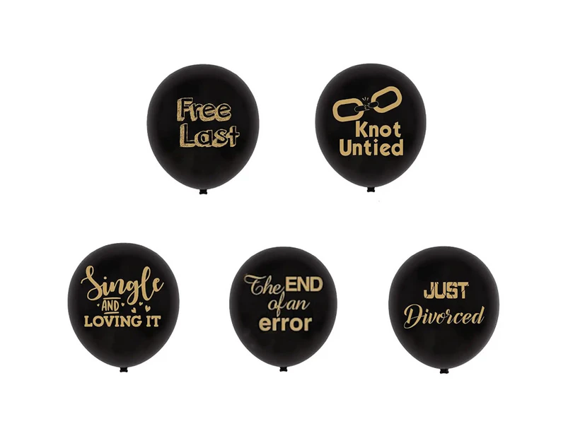 Divorce Party Balloons x 5 Black Funny Divorced Gift Decorations Supplies