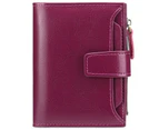 Small Women Wallet Genuine Leather RFID Blocking Bifold Zipper Pocket Card Holder with ID Window Light Grey