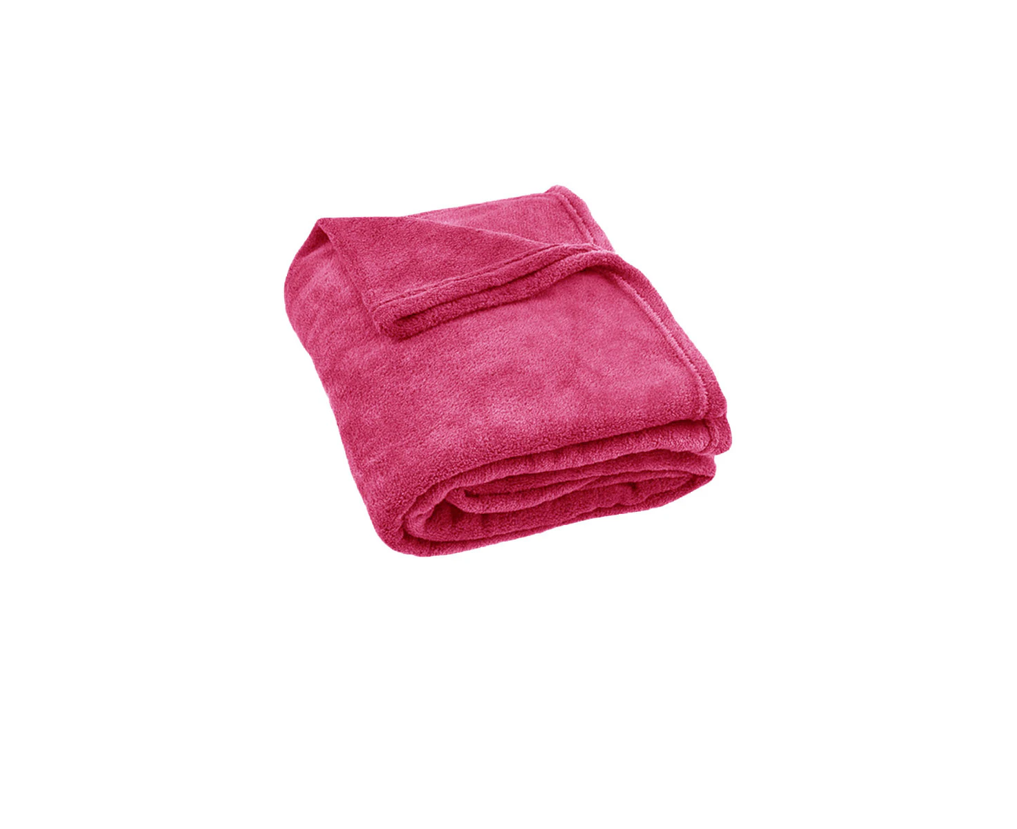 240GSM Urban Ultra Soft Coral Fleece Throw Rug 120 x 150cm - Hot Pink