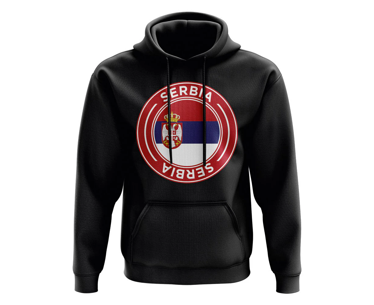 Serbia Football Badge Hoodie (Black)