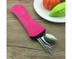 Kitchen Stainless Steel Cutlery Knife Spoon Fork Portable Bag - Green