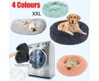 XXL-100CM Dog Cat Pet Calming Bed Washable Zipper Cover Warm Soft Plush Round - Light Green