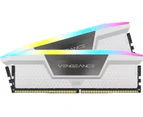 Corsair Vengeance RGB 32GB (2x16GB) DDR5 UDIMM 6000MHz C36 1.4V Desktop Gaming Memory White