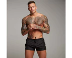 Mens Swimming Shorts Boxer Swimming Trunks Water Sports Shorts Quick-Drying-Black