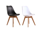 Kitchen Dining Lounge Plastic Retro Wood Paded Chair Seat - BlackX2