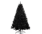 Black Christmas Tree 5FT Fluffy Tips Metal Stand Easy Assemble Xmas