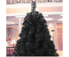 Black Christmas Tree 5FT Fluffy Tips Metal Stand Easy Assemble Xmas