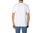 Printed White Cotton T-Shirt with Short Sleeves and Round Neck - White