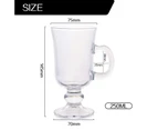 6Pcs Irish Glass Coffee Mugs Footed Clear Durable Espresso Cups With Handles Hot Cold Beverage