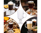 6Pcs Irish Glass Coffee Mugs Footed Clear Durable Espresso Cups With Handles Hot Cold Beverage