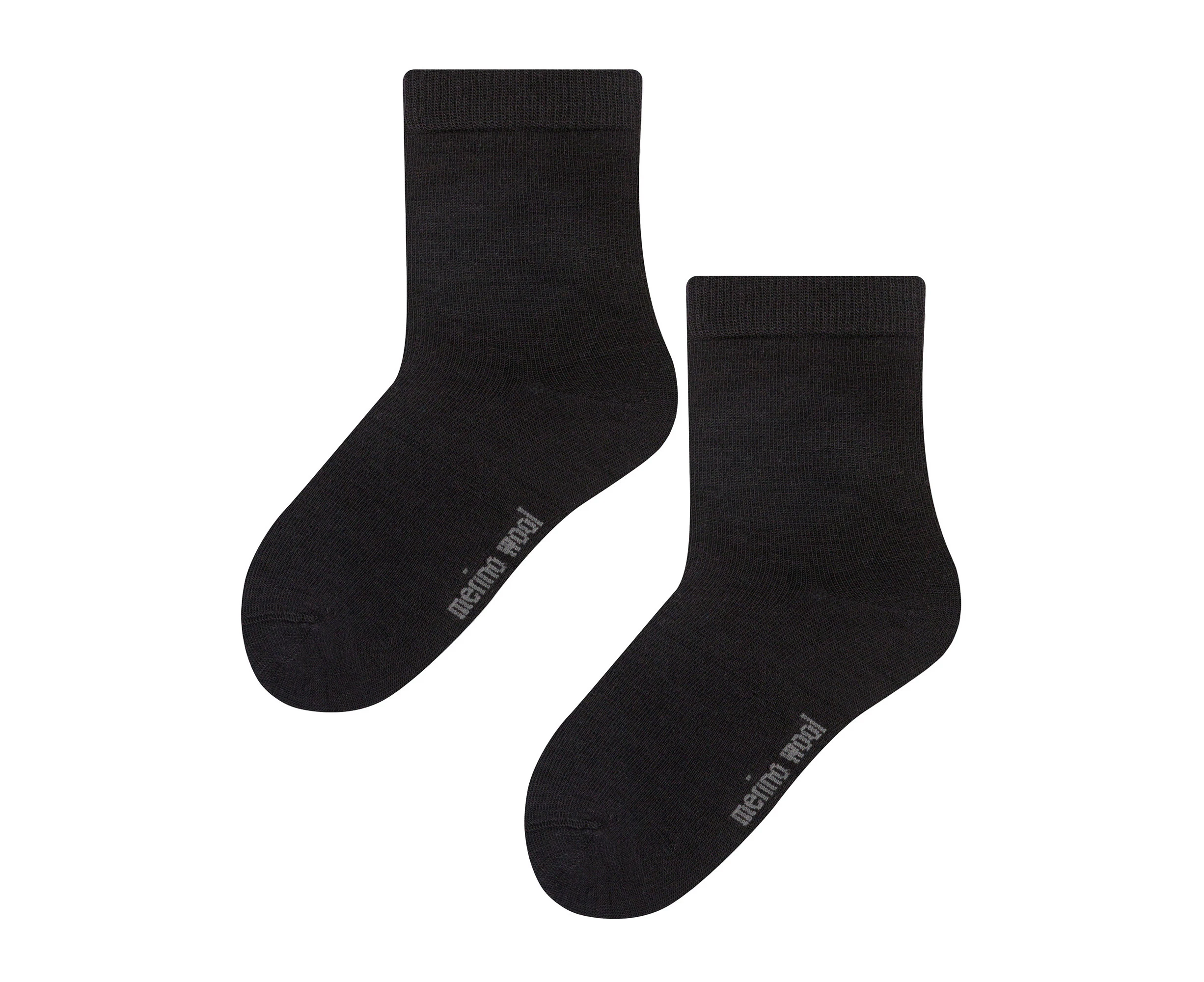 Kids Warm Merino Wool Socks | Steven | Breathable Thermal Knitted Ribbed Wool Socks for Winter - Black - Black