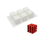 6 Cavities 3D Cube Candle Mould Silicone Wax Bubble Cake Dessert Plaster Mold
