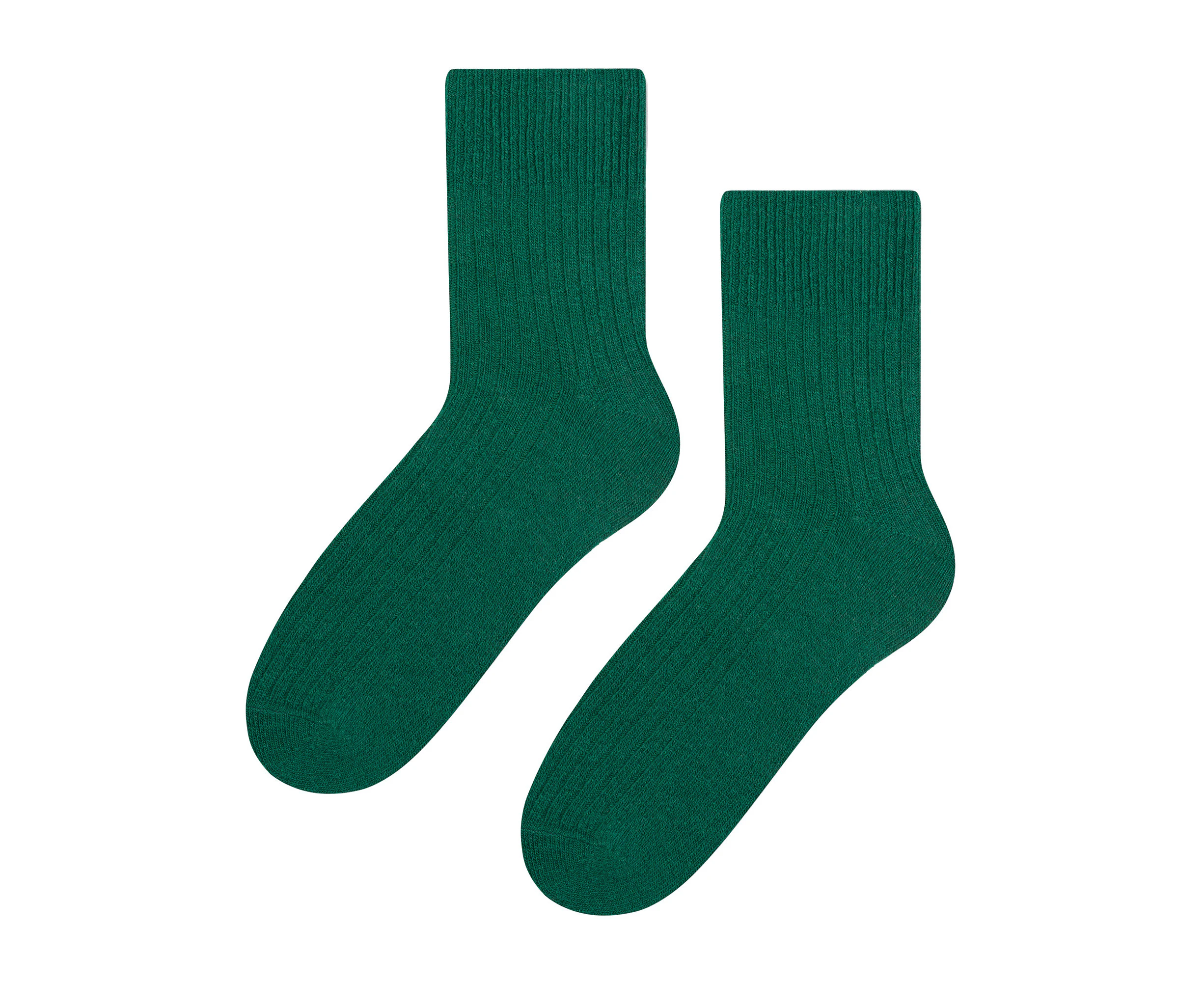 Mens Wool Dress socks | Steven | Breathable Knitted Ribbed Mid-Calf Warm Socks for Winter | Ideal Socks for Dress Shoes - Green - Green