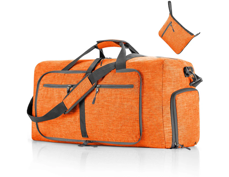 Travel Foldable Duffle Bag Gym Sports Lightweight Luggage Duffel Foldaway Bags-Orange