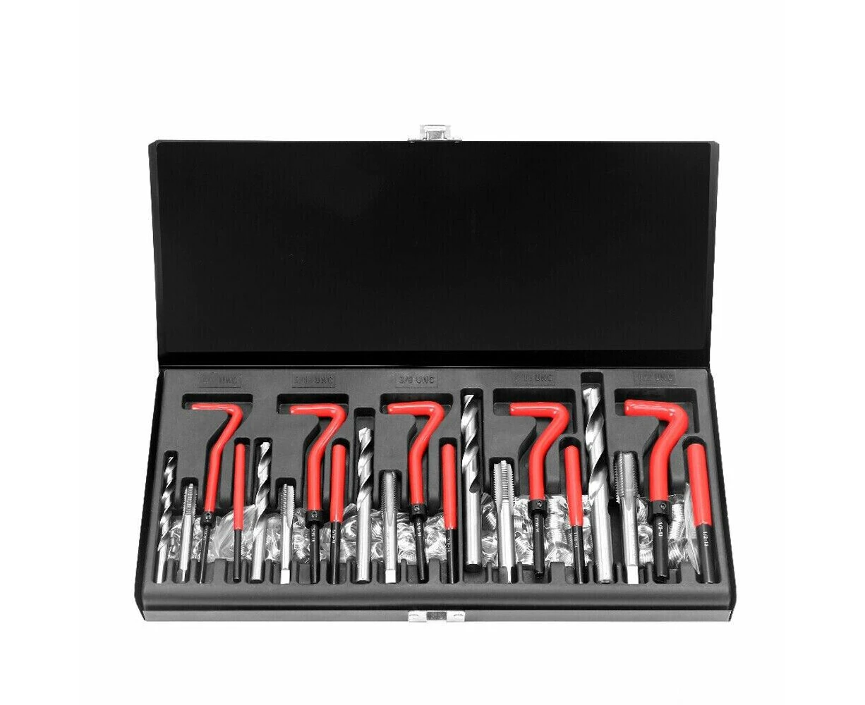 131-Piece SAE Imperial Helicoil Kit Thread Repair Set HSS Drill Tap Insert Case