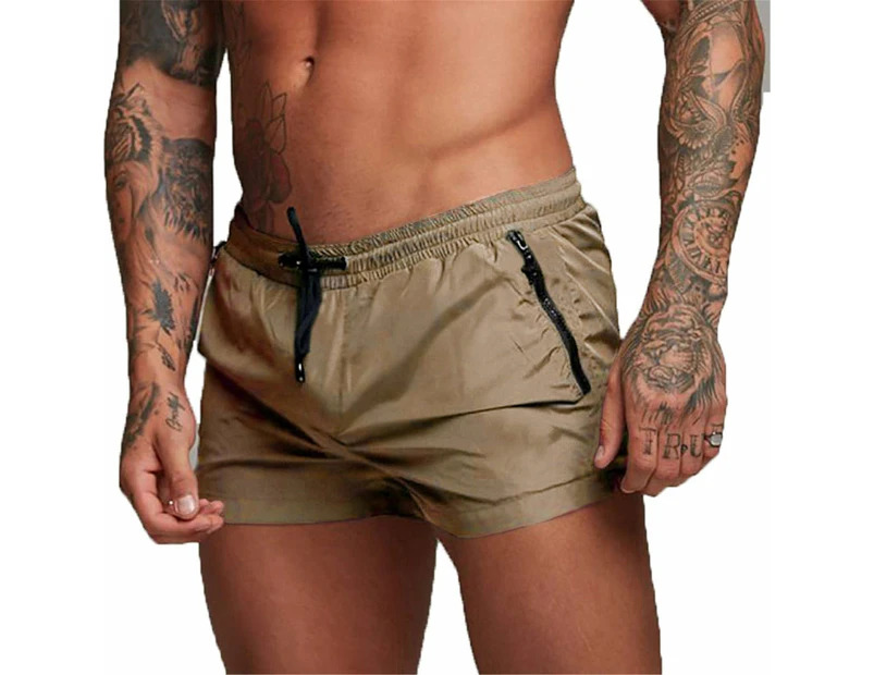 Mens Swimming Shorts Boxer Swimming Trunks Water Sports Shorts Quick-Drying-Khaki