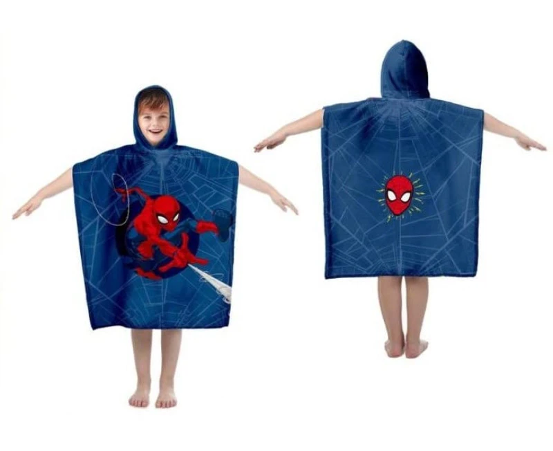 Poncho Spiderman Towel for Kids | Children's Spiderman Poncho Towel for Beach or Pool | Poncho Marvel Cotton Hooded Towel - MKTP