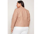 AUTOGRAPH - Plus Size - Womens Jacket -  Curved Front Biker Jacket - Camel