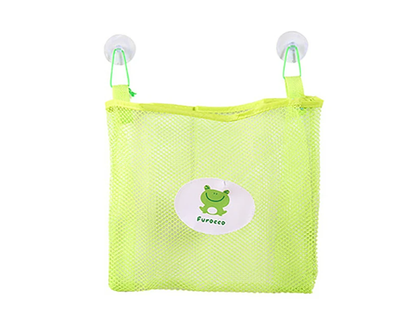 Bathroom Organizer Net Baby Bath Time Tidy Storage Toy Suction Cup Mesh Bag-Green