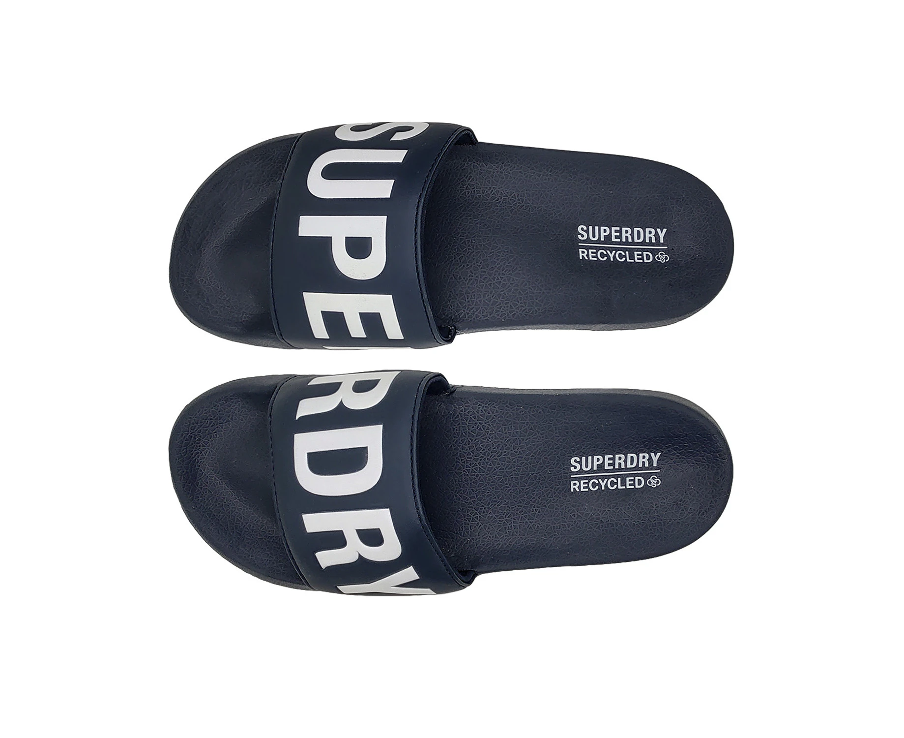 Superdry Code Core Vegan Pool Slide Mens Shoes Slides Recycled Material Slip On - Navy/White