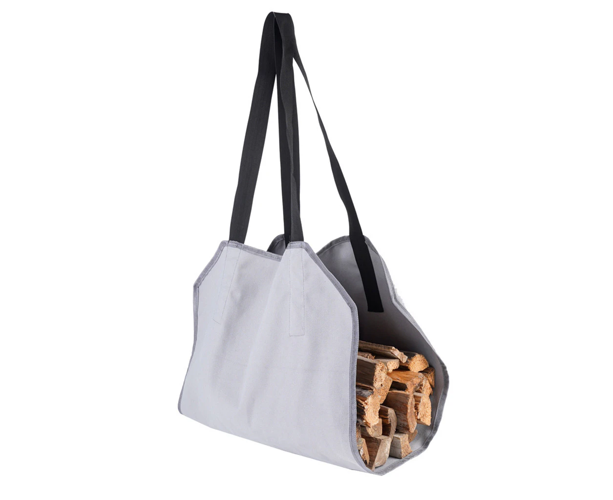 Firewood Storage Bag Outdoor Multifunctional Portable Canvas Handbag Holder Tool - Gray