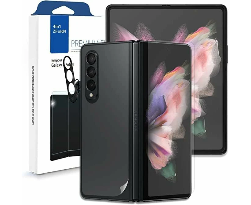 [4in1] Galaxy Z Fold 4 Screen Protector, Inside TPU Film + Full Covered Outer + Back Cover Screen Protector + Camera Lens For Samsung Z Fold 4 5G