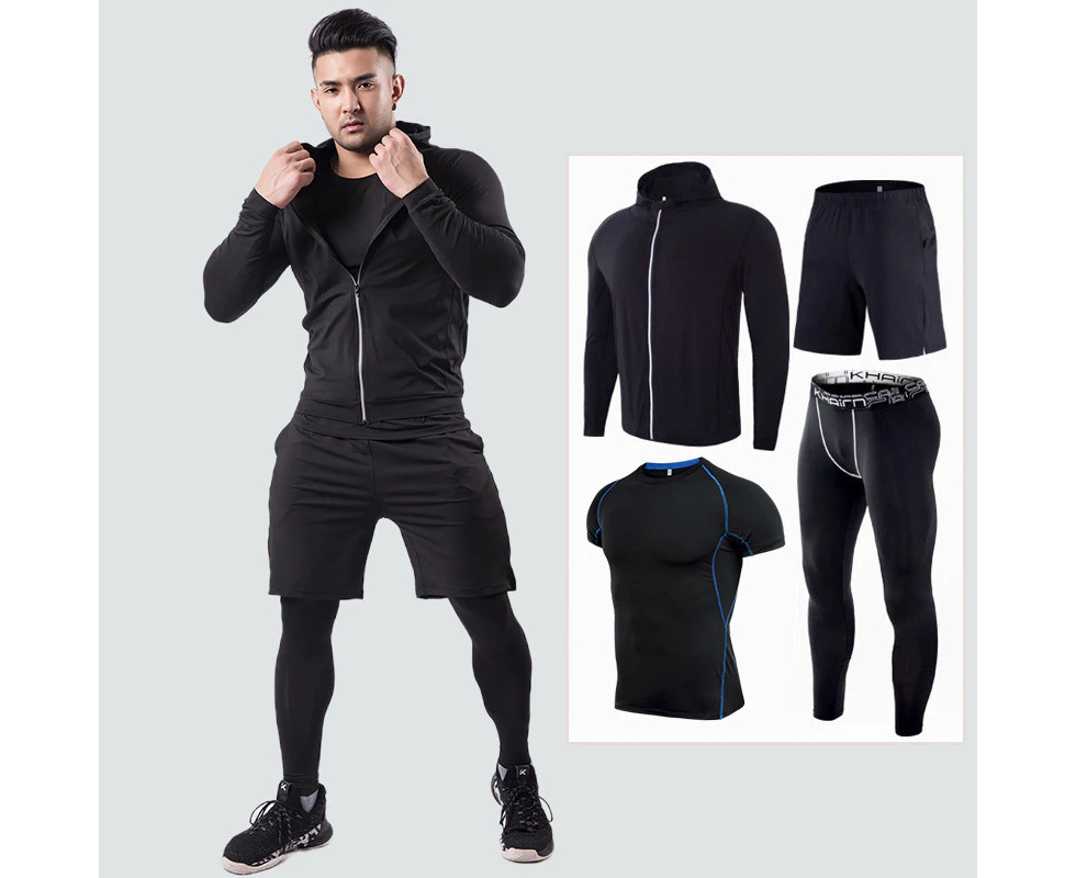 Men's Thermal Underwear Sets Winter Gear Men's Base Layers Long Pants Quick Dry Tights-Four piece Pattern 19