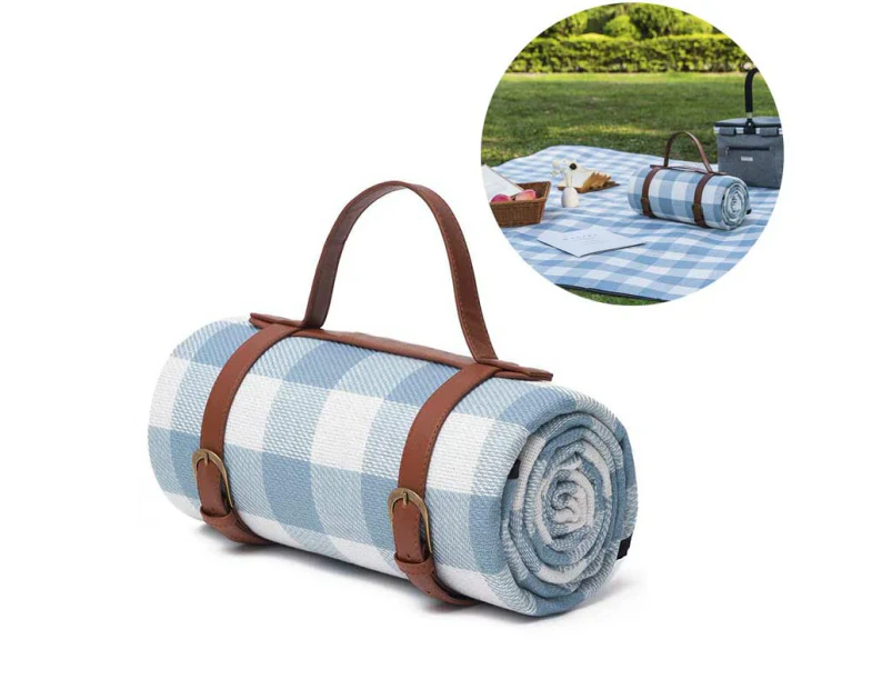 Adore Picnic Blanket Waterproof Foldable Picnic Mat for Beach Camping-Blue and White