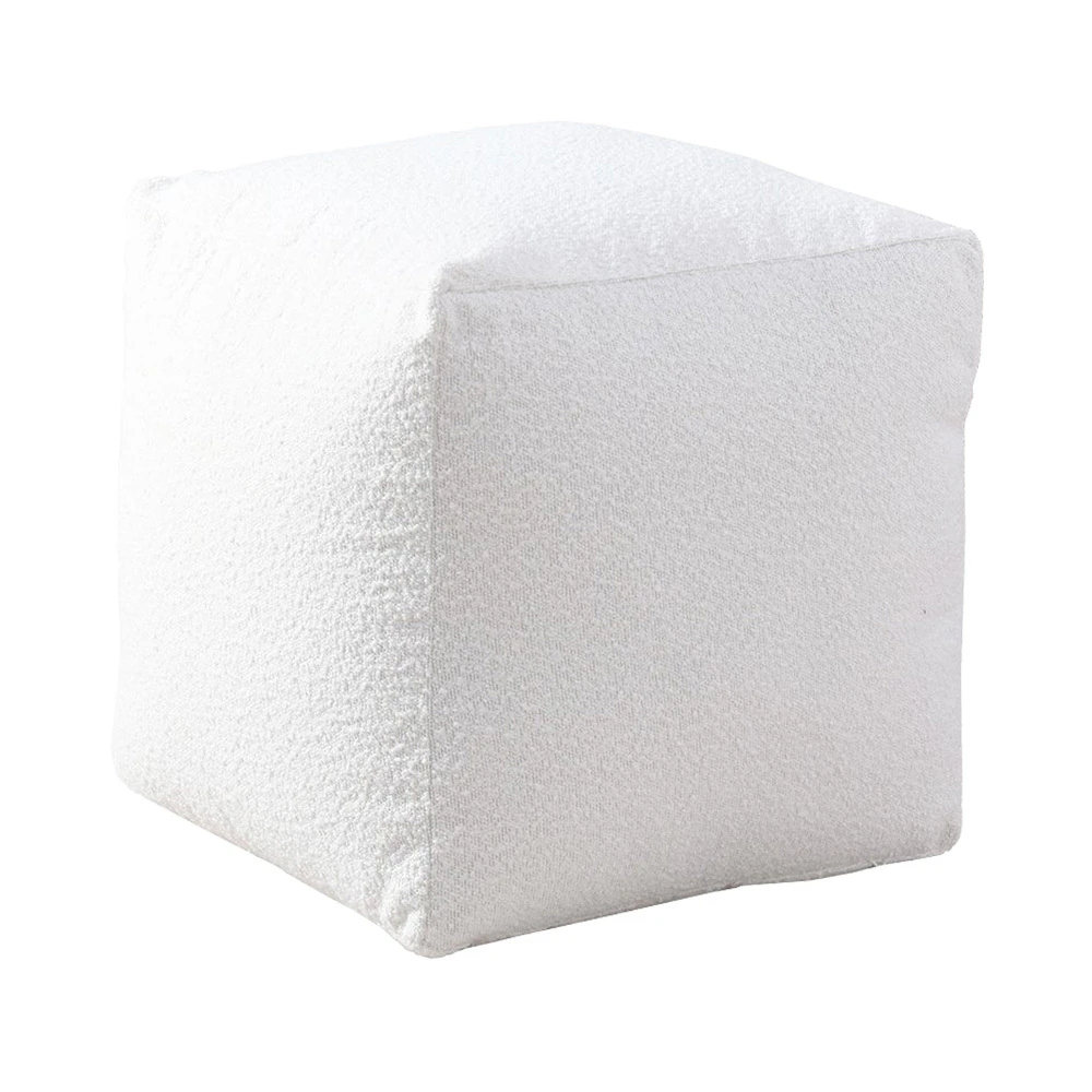 Cadence & Co. Blake Boucle Pouffe Cover Ivory 50x50x50cm