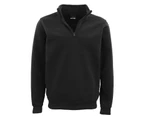 New Men's Unisex Adult Half-Zip Fleece Jumper Pullover Stand Collar Jacket Shirt - Black