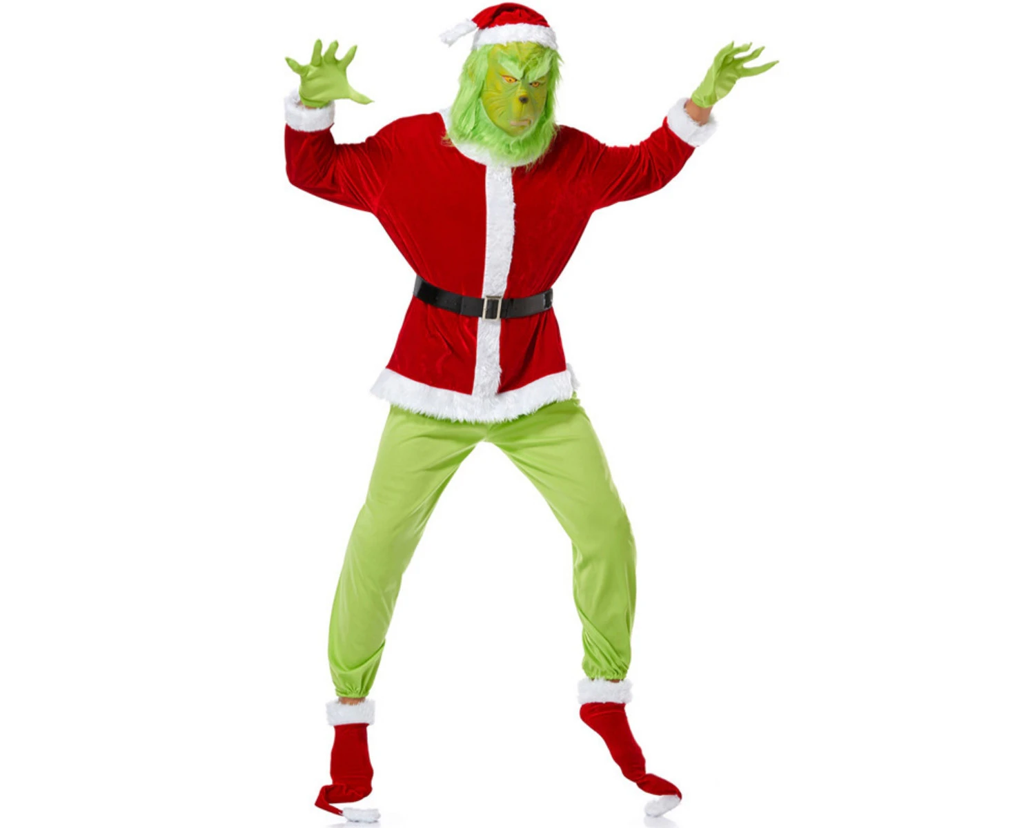 Costume Bay Christmas Xmas 7pcs The Grinch Set Costume Party Outfits