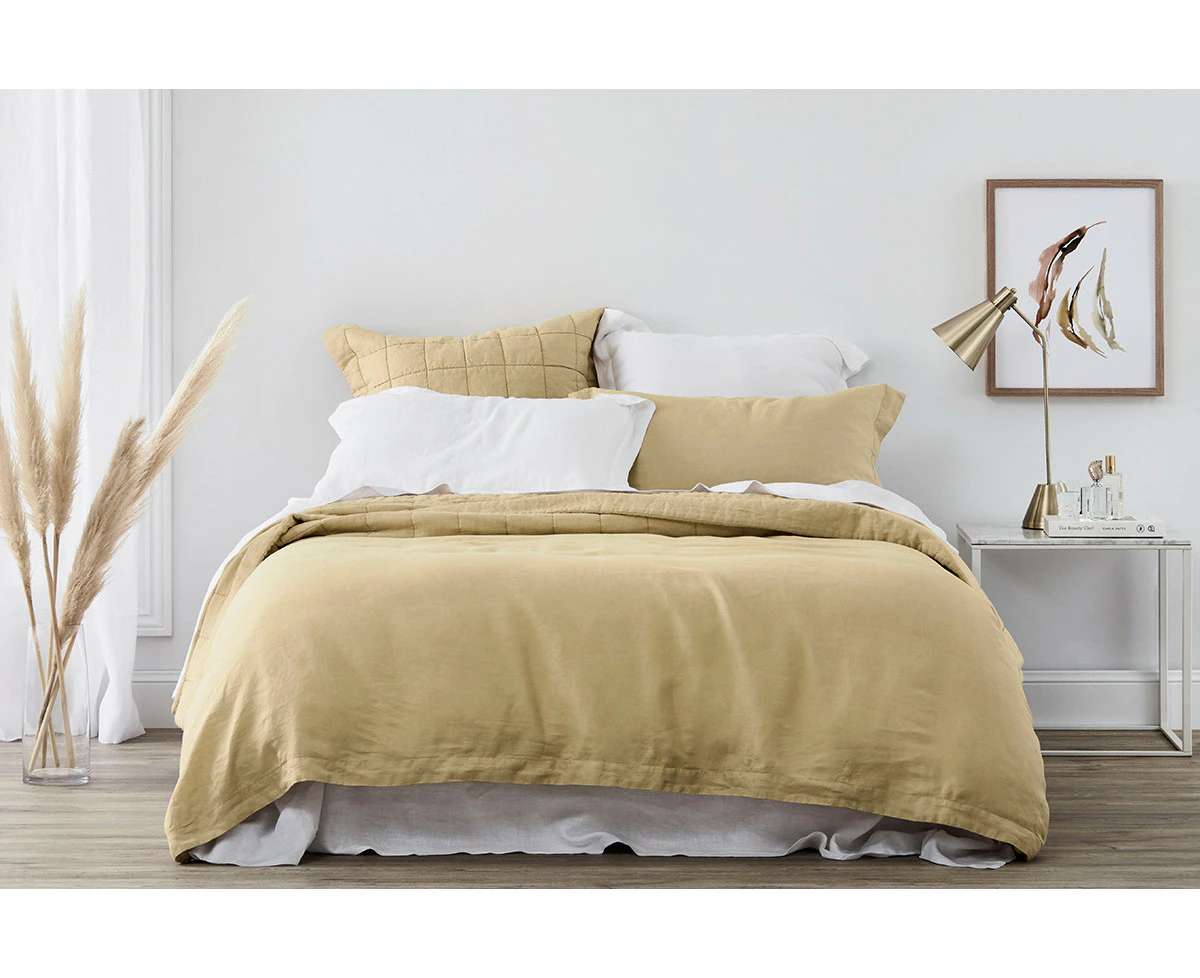 Sheridan Abbotson Belgian Linen Tailored Quilt Cover Honey