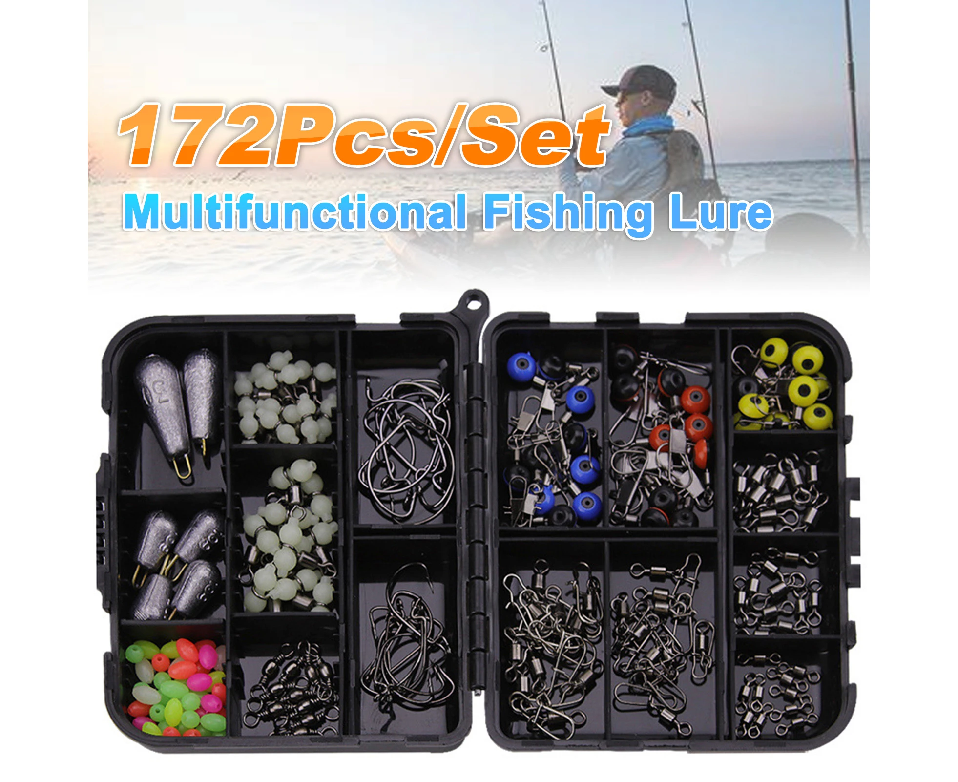 172Pcs/Set Multifunctional Fishing Lure Hook Accessory Tackle Tools Box for Angling