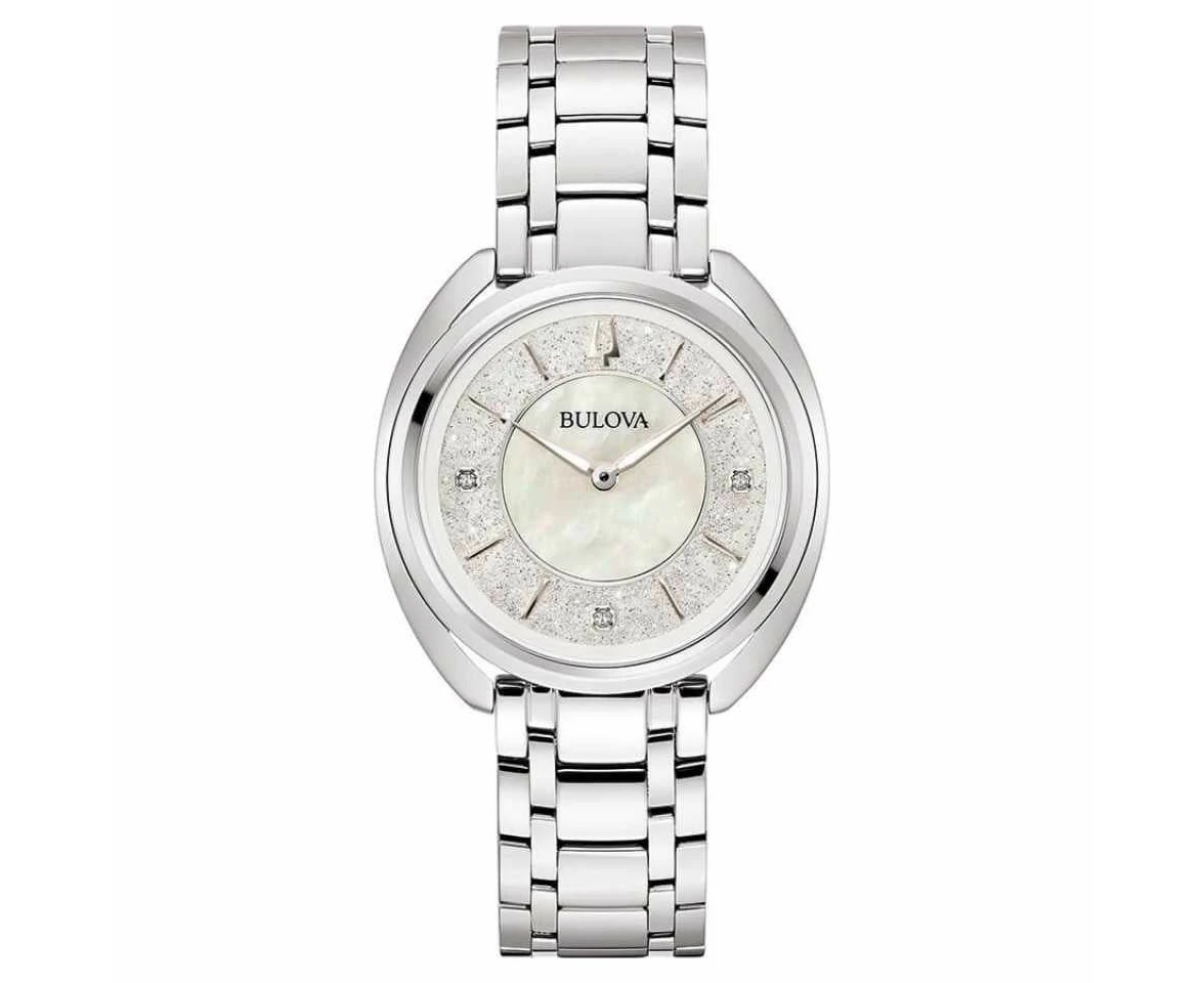 Bulova Exquisite 96p240 Women's Stainless Steel Quartz Watch In Mother Of Pearl