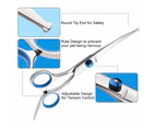 Stainless Steel Ergonomic Safe Round Tip Curved Scissors Thinning Shears Grooming Comb And Scissors Set