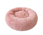 XXL-100CM Dog Cat Pet Calming Bed Washable Zipper Cover Warm Soft Plush Round - Pink