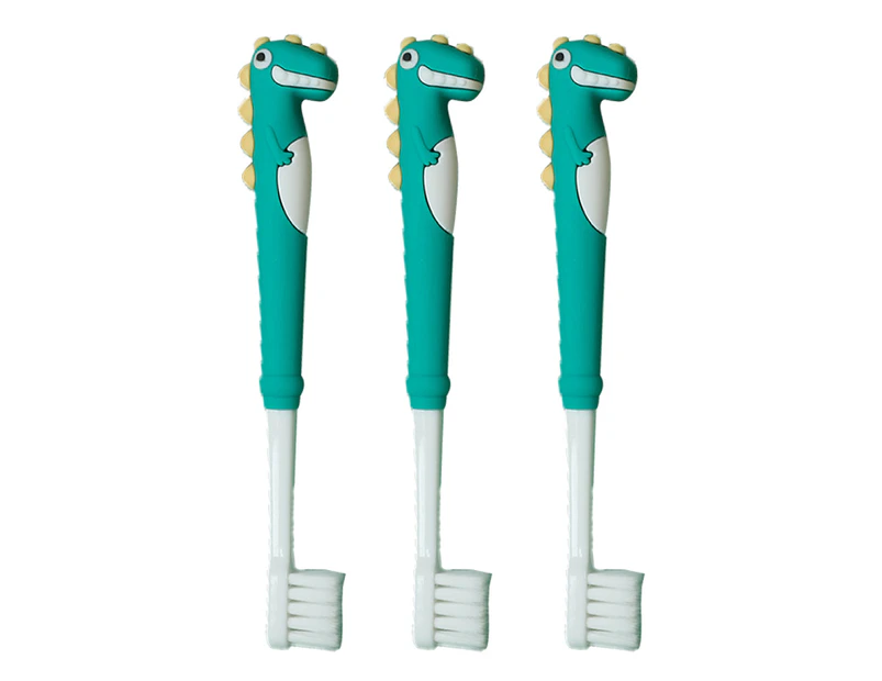 Kids Toothbrush, Cartoon dinosaur children's toothbrush,  Pack of 3 -green