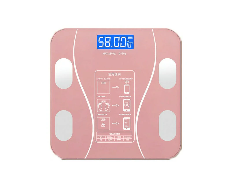 Human Body Scale Bluetooth Body Fat Scale Bathroom Smart Digital Weight Scale Electronic Scale-Curve pink