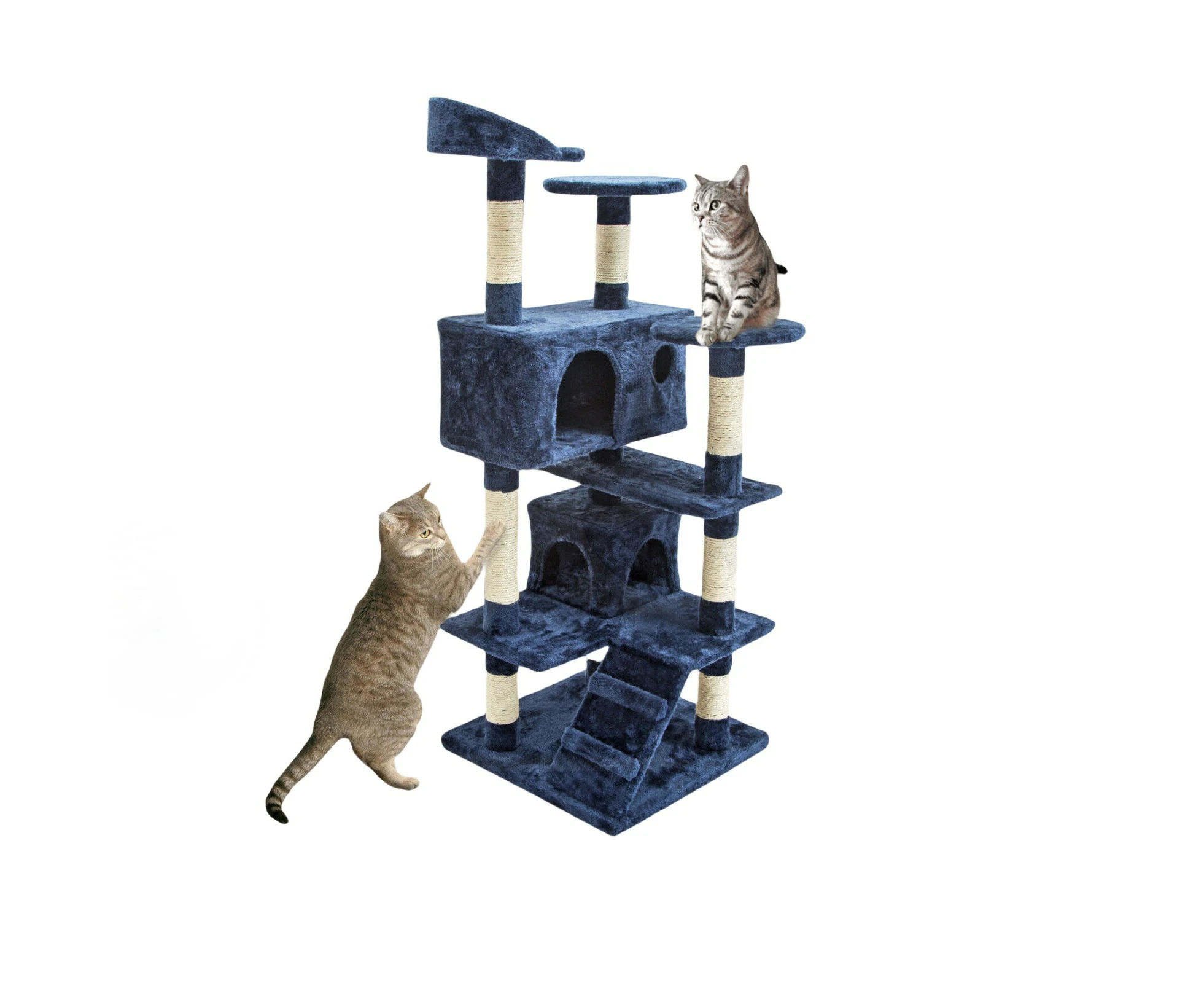 Cat Tree Scratching Post Scratcher Pole Gym House Furniture Multi Level 130cm Blue