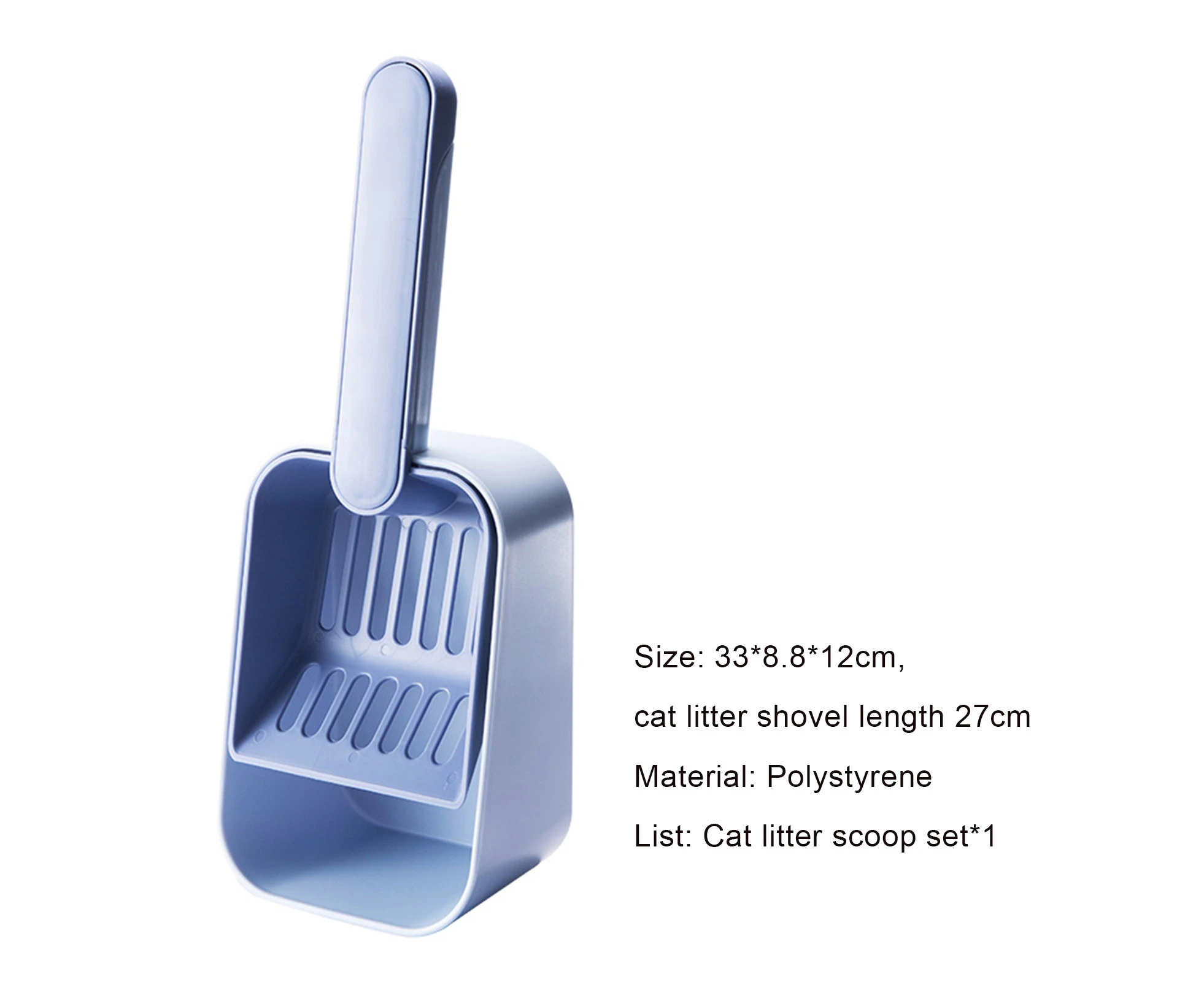 Leiou 1 Set Cat Litter Scooper Hollow Mesh Design Multifunctional All-in-one Cats Poop Shovel Litter Box Shovels Cat Supplies-Blue