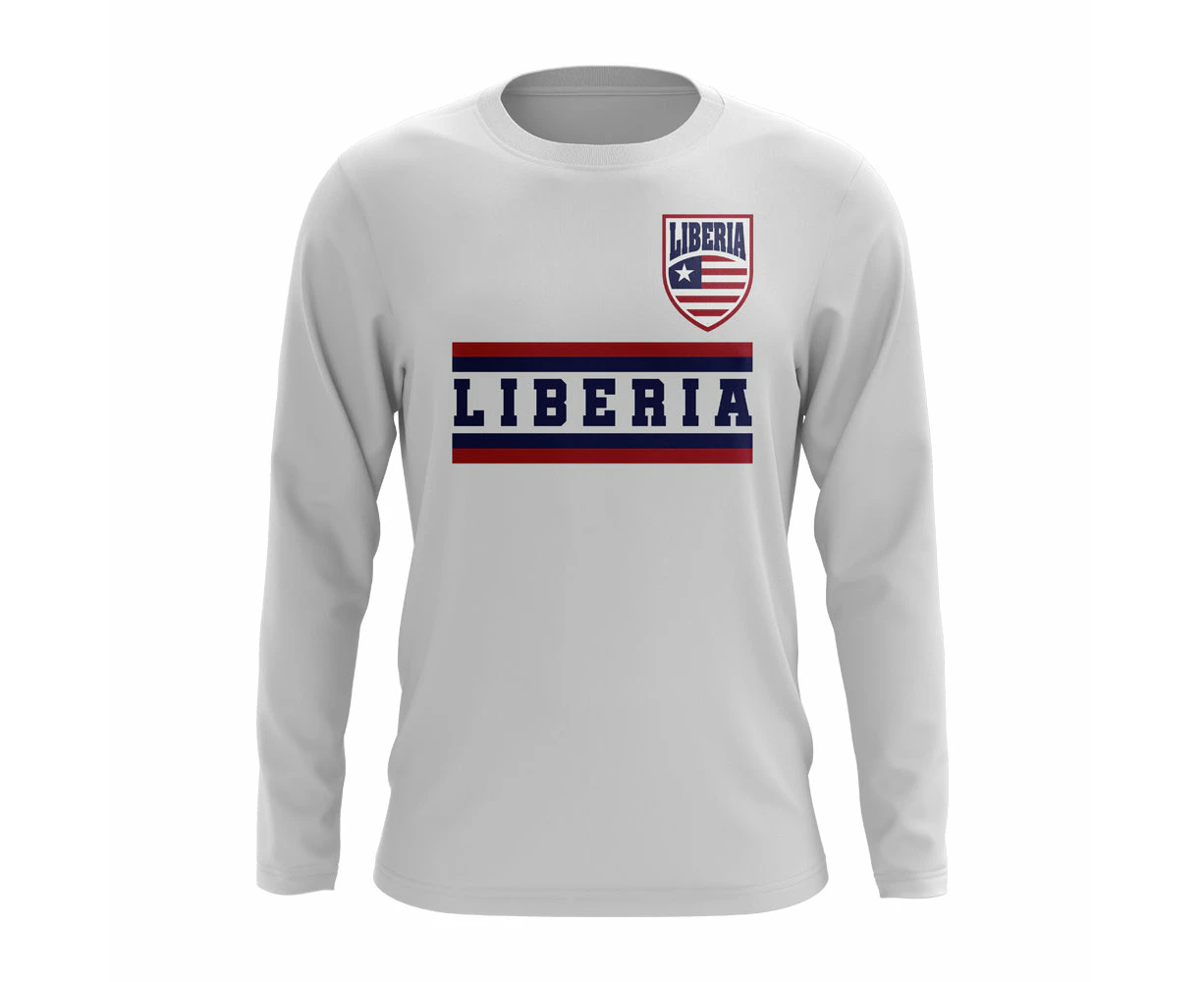 Liberia Core Football Country Long Sleeve T-Shirt (White)