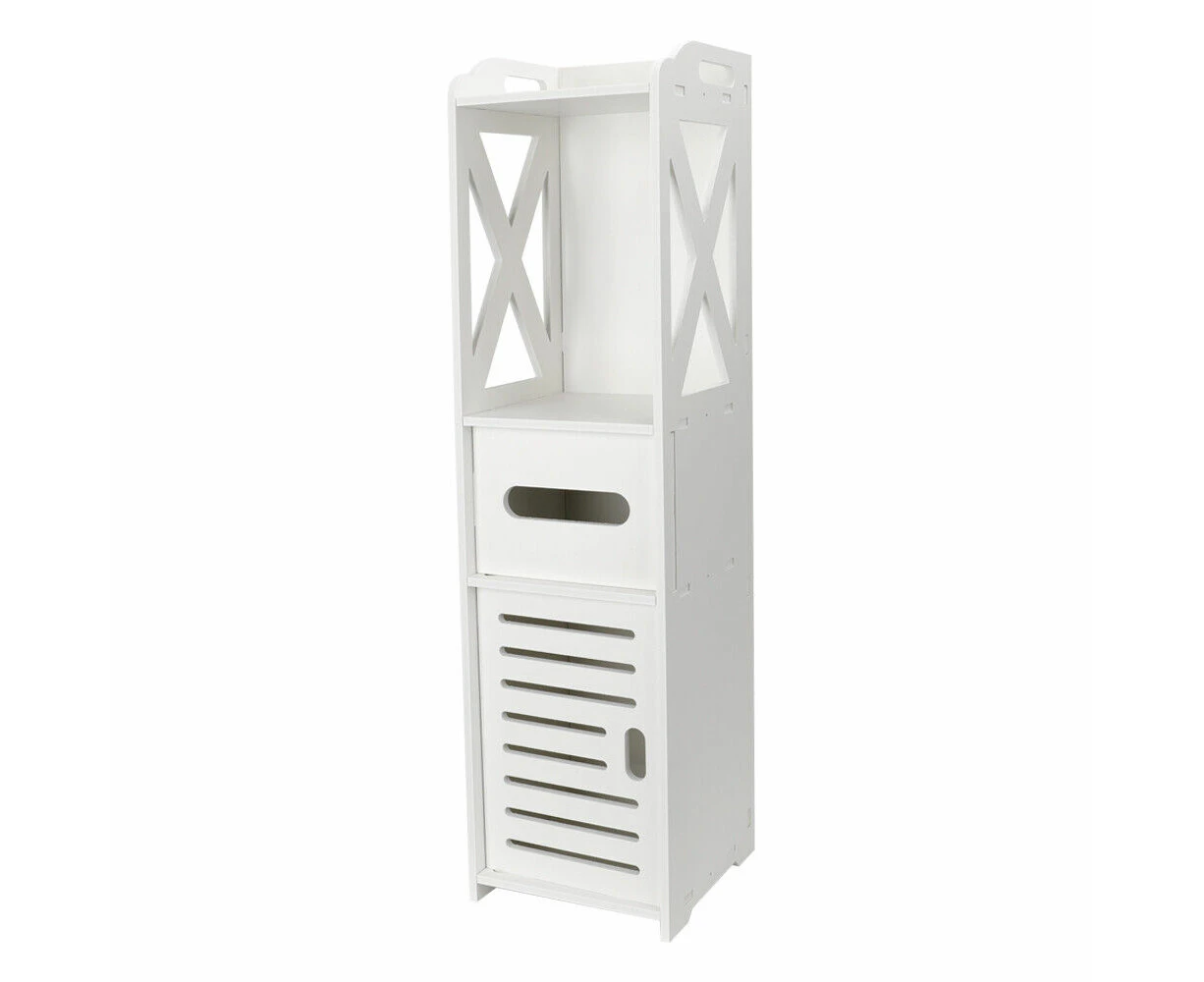 Bathroom Toilet Storage Cabinet Laundry Cupboard Assorted Shelf Drawer Fur White