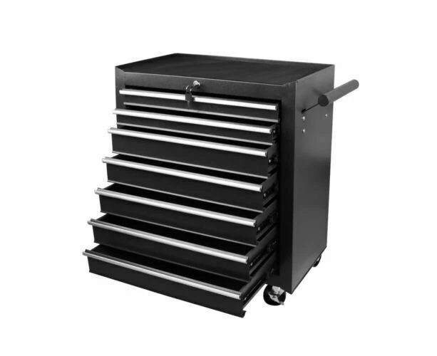 7 Black Drawer Tool Box Trolley Cabinet Storage Cart Garage Toolbox Organiser Set