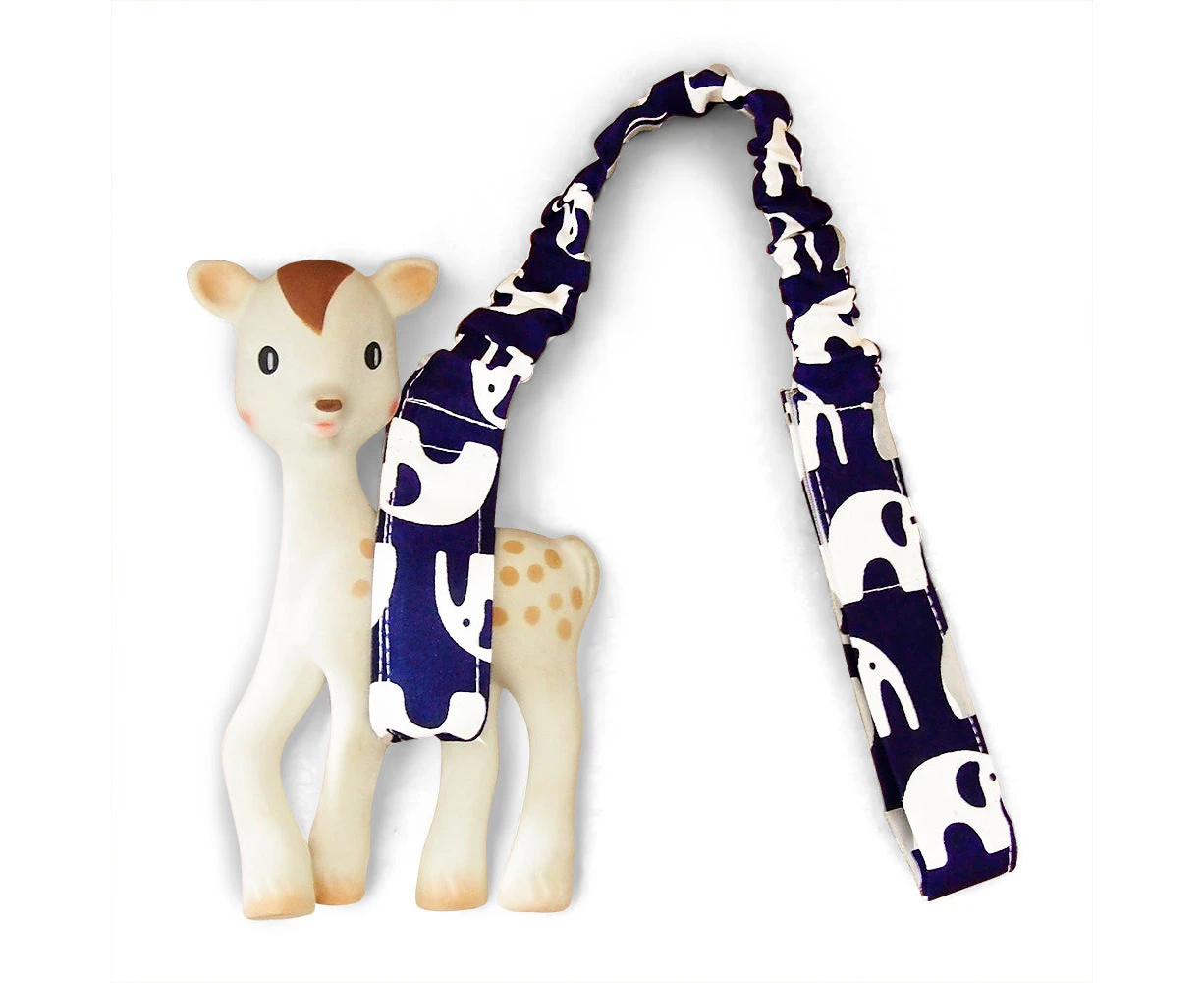 Outlook Baby Toy Strap - Navy Elephants