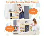 Costway Kids Grocery Store Playset Wooden Supermarket Play Toy Set w/ Cash Register White
