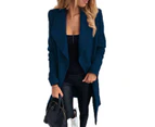 Women's Long Girdle Cardigan Casual Jackets Winter Coats-dark blue