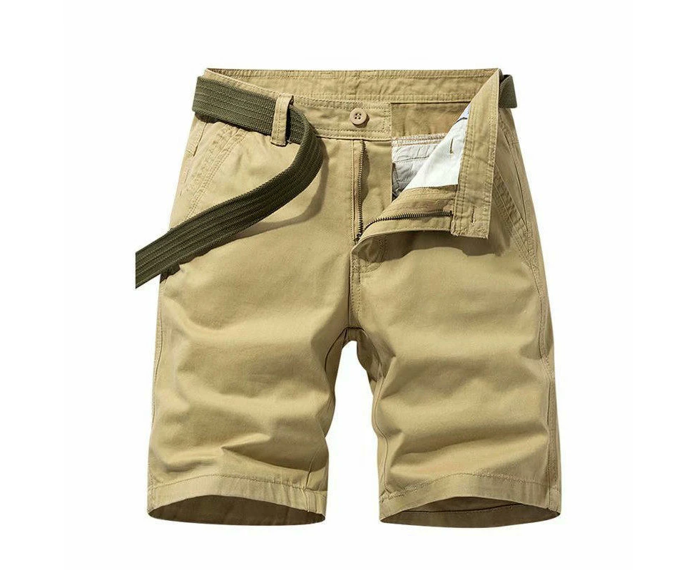 Men's Shorts Casual Cotton Cargo Summer Beach Shorts for Men(No Belt)-919 khaki