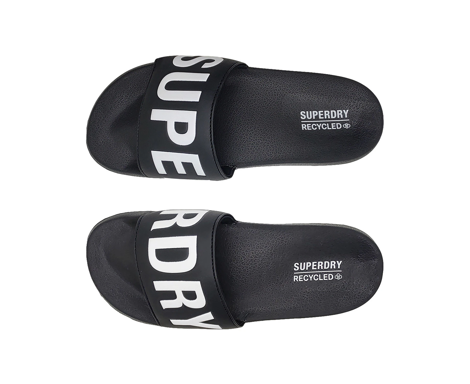 Superdry Code Core Vegan Pool Slide Mens Shoes Slides Recycled Material Slip On - Black/White