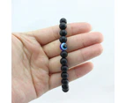 Turkish Greek Evil Eye Bracelet 6mm Elastic Cord Black Bead Handmade Unisex